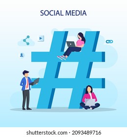 Social Media Network and Influencer Vector Illustration Concept , Flat vector template style Suitable for Web Landing Pages.