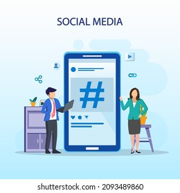 Social Media Network and Influencer Vector Illustration Concept , Flat vector template style Suitable for Web Landing Pages.