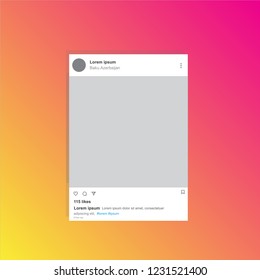 Social media network inspired by instagram. Mobile app with photos tile template. User profile, followers, recommendation and post. Story. Vector illustration.