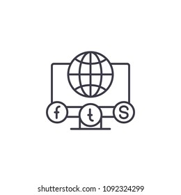 Social media network linear icon concept. Social media network line vector sign, symbol, illustration.