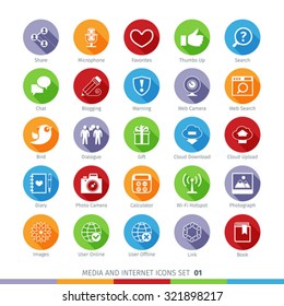 Social Media And Network Long Shadow Flat Icons Set 01