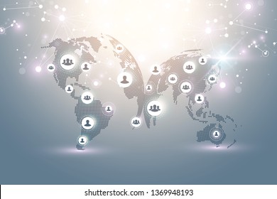 Social media network and marketing concept background. Global business concept and internet technology, Analytical networks. Vector illustration.