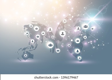 Social media network and marketing concept background. Global business concept and internet technology, Analytical networks. Vector illustration.