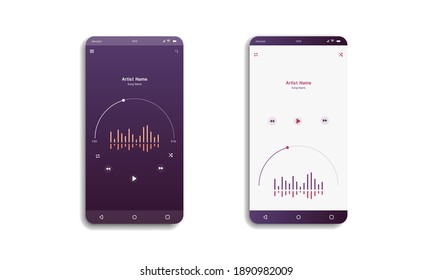 Social media network. mobile music player interface. Profile, Album, Song, Playlist mockup. music layout template for smartphone