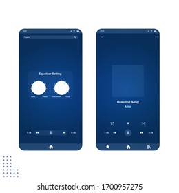 Social media network. Music player interface. Profile, Album, Song, Playlist mockup. music layout screen