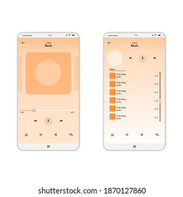 Social Media Network. Music Player Interface. Profile, Album, Song, Playlist Mockup. Music Layout Screen