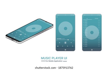 Social media network. Music player interface. Profile, Album, Song, Playlist mockup. music layout screen. Vector illustration