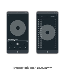 Social media network. Music player interface. Profile, Album, Song, Playlist mockup. music layout screen for smartphone