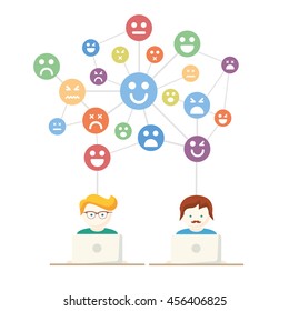 Social Media, network people with computers vector illustration
