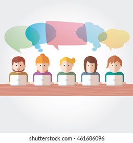 Social Media network people with computers vector illustration
