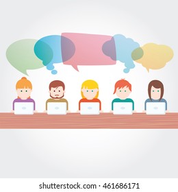 Social Media network people with computers vector illustration
