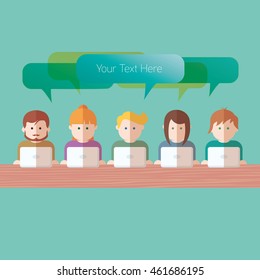 Social Media network people with computers vector illustration
