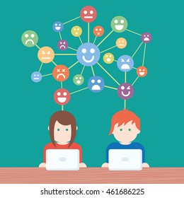 Social Media network people with computers vector illustration
