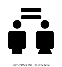 Social media, social network solid  icon. Fair treatment symbol. Ideal for treat everyone with respect, without discrimination, and respect their rights.