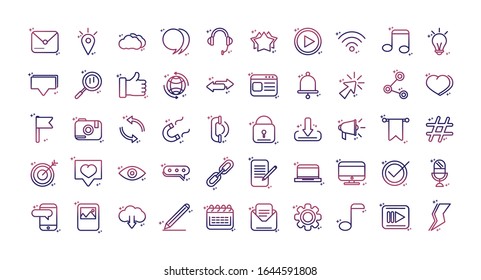 Multimedia-Netzwerk-Technologie Multimedia-Farbverlauf-Symbol Vektorillustration