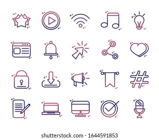 red social tecnología multimedia estilo de degradado multimedia ilustración vectorial