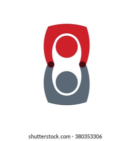 Social media network Two Persons circle union. Vector graphic