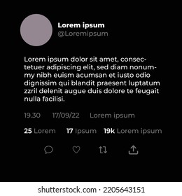 Social Media Network. Ui Ux Web. Twitter Tweet And Reply Vector Template Mock Up. Mobile App. Twitter For Iphone And Android. Notification Boxes Template For Smartphone. Message Whatsapp Interface.