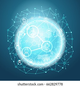 Social media network vector concept. Abstract communication scheme 