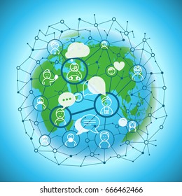 Social media network vector concept. Abstract communication scheme 