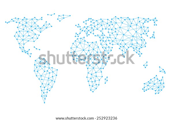 Social Media Network World Map Nodes Stock Vector Royalty Free