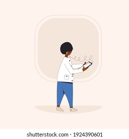Social media networking app. Audio chat. Talking with friends with voice and phone. Online conference with different people. Vector illustrator.