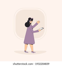 Social media networking app. Audio chat. Talking with friends with voice and phone. Online conference with different people. Vector illustrator.
