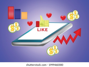 social media networking business illustration element with blue background