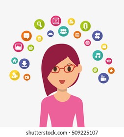 Social media networking icon vector illustration graphic design