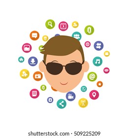 Social media networking icon vector illustration graphic design