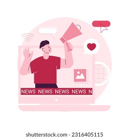 Social media news and tips abstract concept vector illustration. Social media marketing, algorithm news, promote profile, engagement tips, latest updates, content advice abstract metaphor.