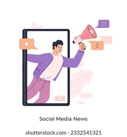 Social media news and tips abstract concept vector illustration. Social media marketing, algorithm news, promote profile, engagement tips, latest updates, content advice abstract metaphor.