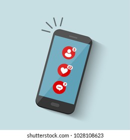 Social media notification. Communication on the Internet. Vector illustration.