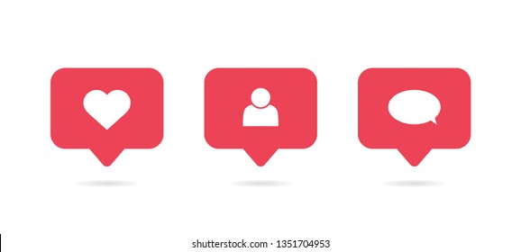 Social media notification icon. Follow, comment, like icon. Vector illustration