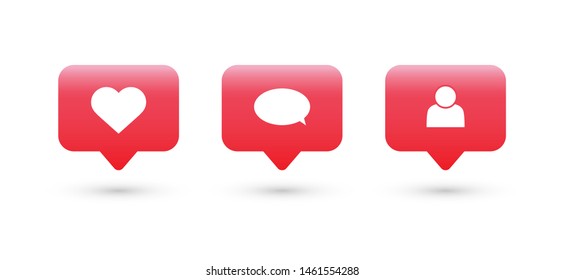 Social media notification icon. Follow, comment, like icon. Vector illustration.
