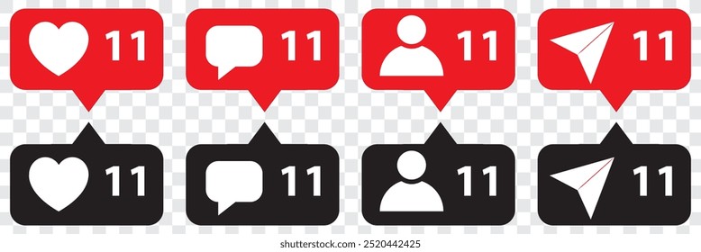 Social media notification icon. Follow, comment, like icon. Vector illustration. EPS 10.