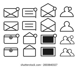 Medios sociales con conjunto de iconos de notificación