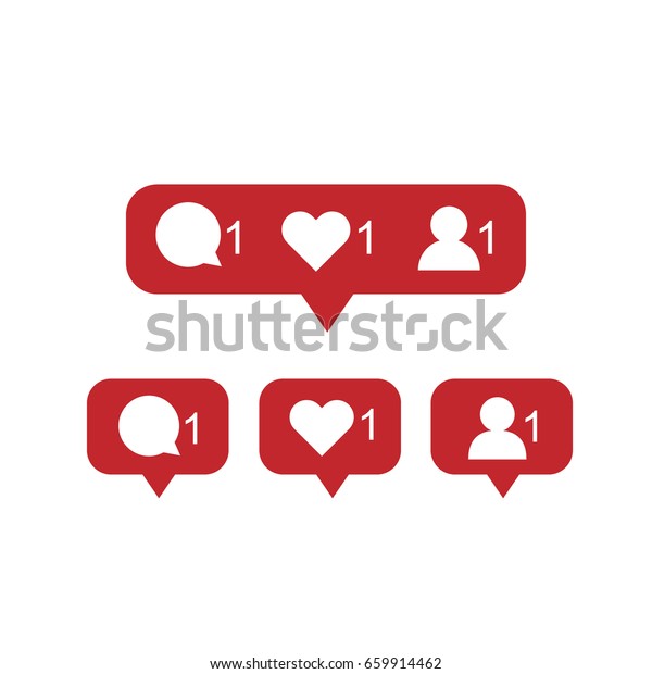 Social Media Notification Icons Flat Design Stock Vector Royalty Free