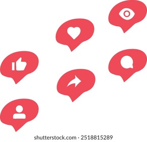 Los íconos de notificación de redes sociales establecen la Ilustración vectorial. Bueno para el Anuncio, cartel, tarjeta de felicitación, tarjeta del partido, invitación, Plantilla, publicidad, folletos, volantes, banners publicitarios y redes sociales