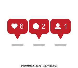 Social Media Notification Icons, Vector Design