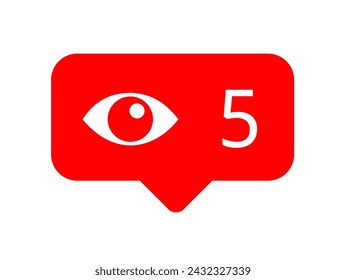 Social media notification on stalking. Eye as metaphor of stalker and viewer who secretly view, watch and follow. Vector illustration isolated on white