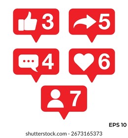 Vector de icono plano de la hoja de notificación de redes sociales