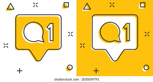 Social media notification sign icon in comic style. Like, comment, follow vector cartoon illustration on white isolated background. Click button business concept splash effect.