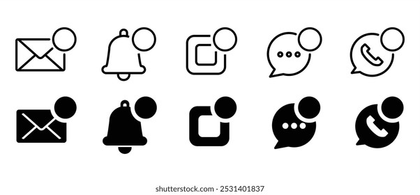 Social media notifications icons set. New notification and message icon set, new message icon. Social media chat notify communication. Social media concept vector icon in transparent background.
