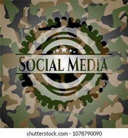  Social Media on camouflage texture