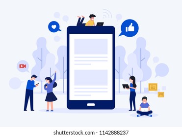 Social media on mobile vector illustration.