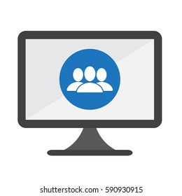 Social media on screen vector illustration.