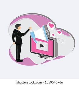 Social media on white background. . Creative idea design use for template. Flat vector illustration use for your project.