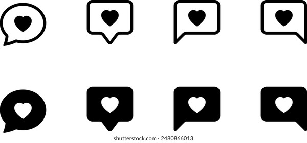 Social media online platform concept, online social communication on applications, Photo frame with heart and love emoji icon. Chat bubble reaction for care. Editable eps vector illustration