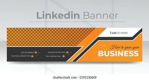 Social media orange LinkedIn banner template. A corporate web banner or professional cover template.